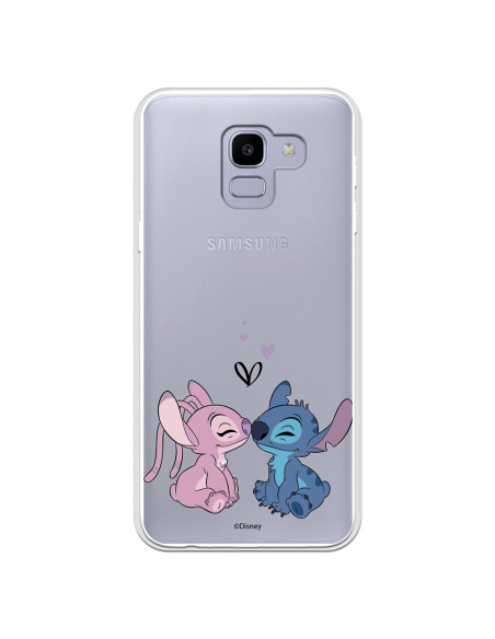 Coque pour Samsung J6 2018 Officielle de Disney Angel & Stitch Bisou - Lilo & Stitch