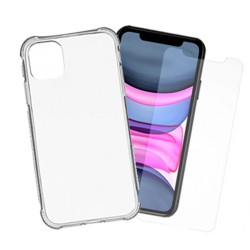 Pack Basics para iPhone 11: Silicona reforzada + Cristal Transparente Normal