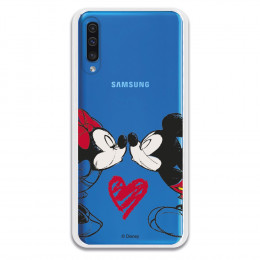 Carcasa Oficial Mikey Y Minnie Beso Clear para Samsung Galaxy A50- La Casa de las Carcasas