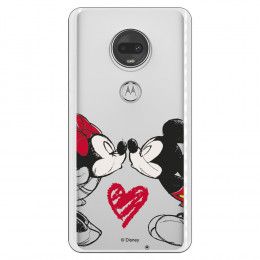 Carcasa Oficial Mikey Y Minnie Beso Clear para Motorola Moto G7- La Casa de las Carcasas