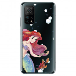 Funda para Xiaomi Mi 10T Pro Oficial de Disney Ariel y Sebastián Burbujas - La Sirenita