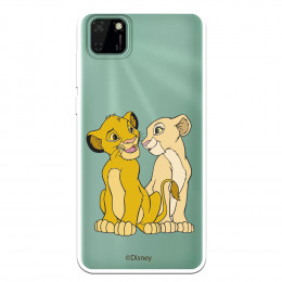 Funda para Huawei Y5p Oficial de Disney Simba y Nala Silueta - El Rey León