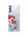 Funda para Samsung Galaxy S21 Plus Oficial de Disney Ariel y Sebastián Burbujas - La Sirenita