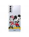Funda para Samsung Galaxy S21 Plus Oficial de Disney Mickey y Minnie Posando - Clásicos Disney