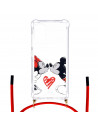 Coque Cordon Transparente pour Samsung Galaxy A50 Officielle de Disney Mickey et Minnie Bisou - Classiques Disney