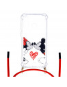 Coque Cordon Transparente pour Samsung Galaxy A40 Officielle de Disney Mickey et Minnie Bisou - Classiques Disney