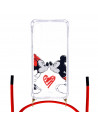 Coque Cordon Transparente pour Samsung Galaxy A70 Officielle de Disney Mickey et Minnie Bisou - Classiques Disney