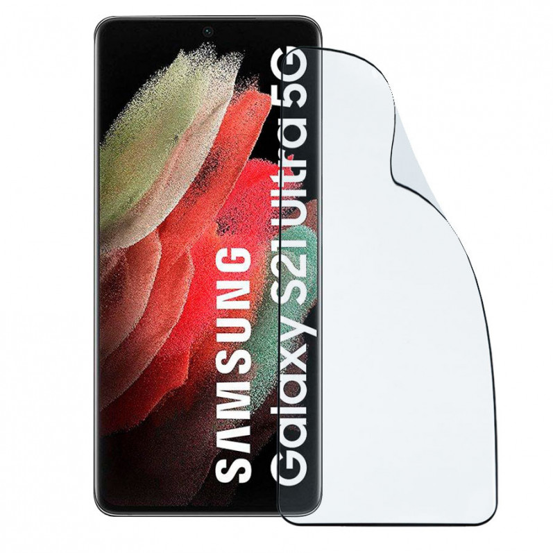 Verre Trempé Complet Noir Incassable pour Samsung Galaxy S21 Ultra. 