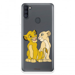 Funda para Samsung Galaxy M11 Oficial de Disney Simba y Nala Silueta - El Rey León