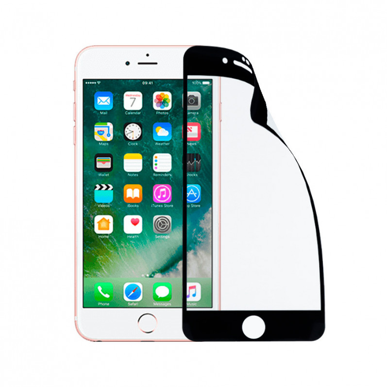 Verre Trempé Complet Noir Incassable pour iPhone 6 Plus. 