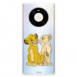 Funda para Huawei Mate 40 Pro Oficial de Disney Simba y Nala Silueta - El Rey León