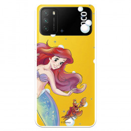 Funda para Xiaomi Poco M3 Oficial de Disney Ariel y Sebastián Burbujas - La Sirenita