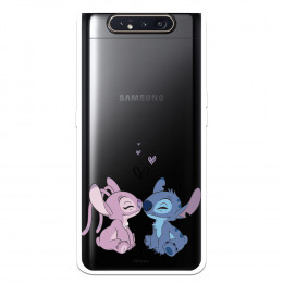 Funda para Samsung Galaxy A80 Oficial de Disney Angel & Stitch Beso - Lilo & Stitch