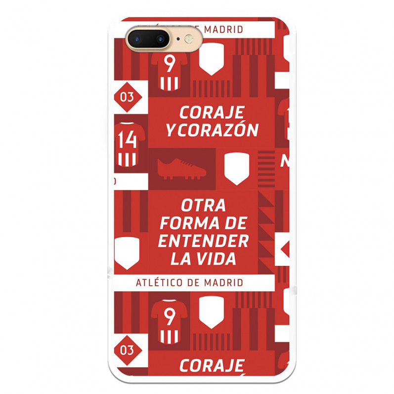 Coque pour iPhone 8 Plus de l'Atlético de Madrid "Coraje et Coeur"" - Licence Officielle de l'Atlético de Madrid"