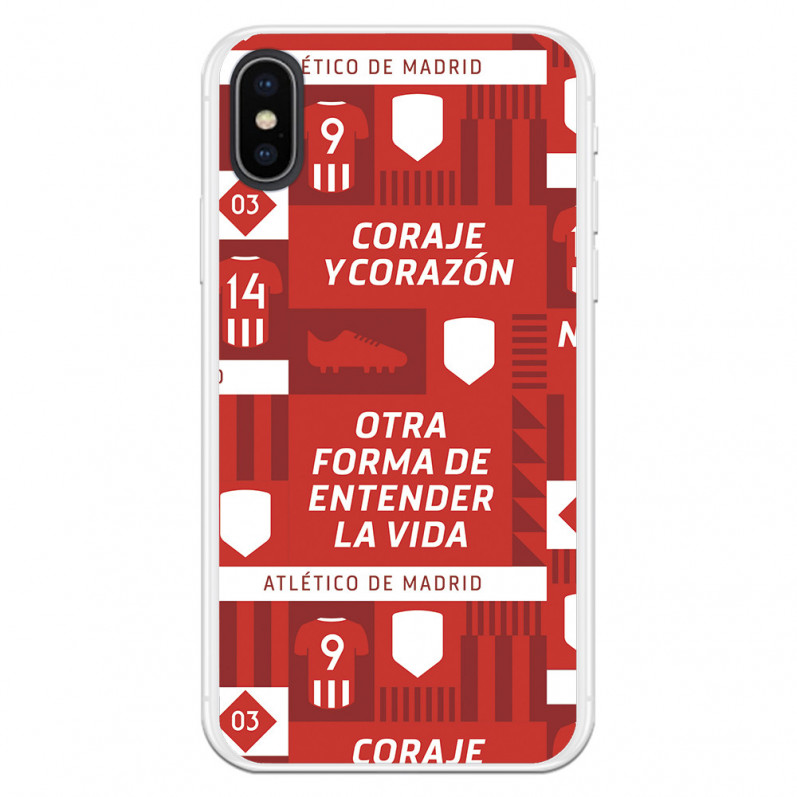 Coque pour iPhone XS de l'Atlético de Madrid "Coraje et Coeur"" - Licence Officielle de l'Atlético de Madrid"