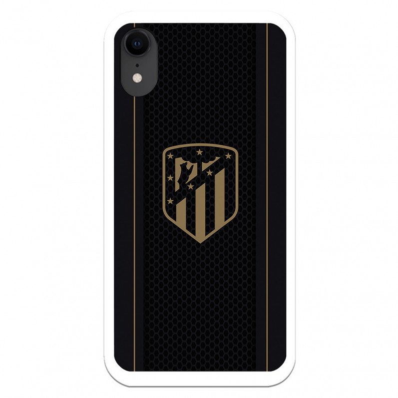 Coque pour iPhone XR de l'Atlético de Madrid Écusson Doré Fond Noir - Licence Officielle de l'Atlético de Madrid