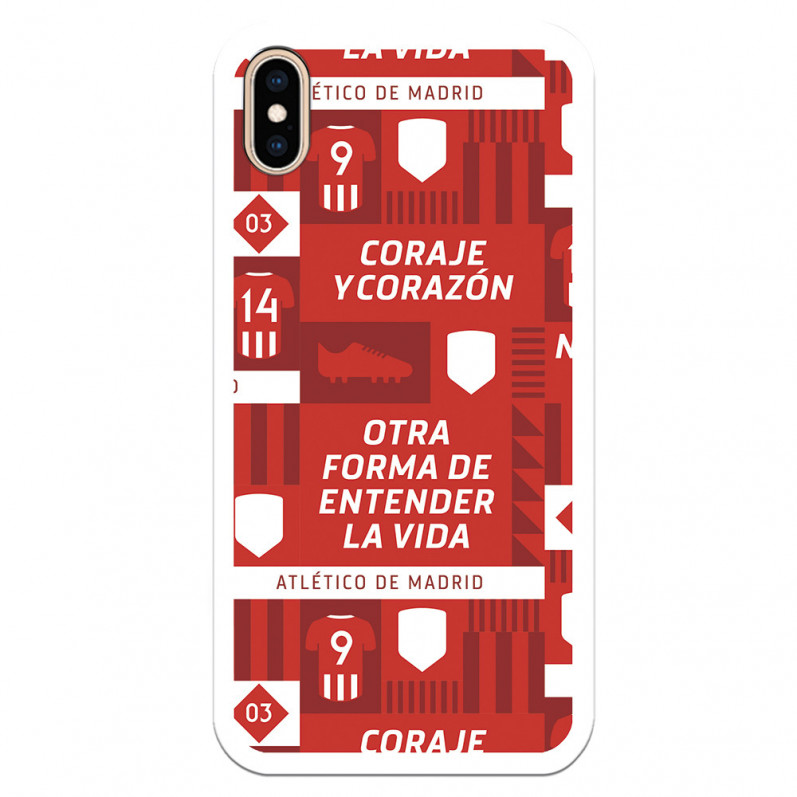 Coque pour iPhone XS Max de l'Atlético de Madrid "Coraje et Coeur"" - Licence Officielle de l'Atlético de Madrid"