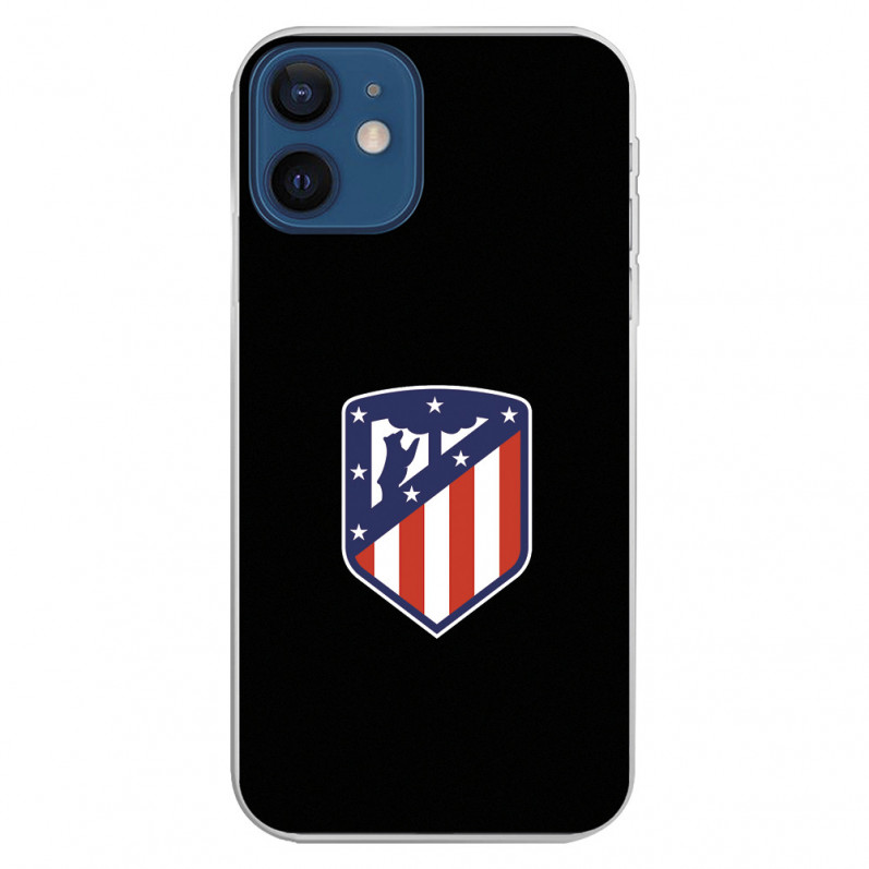 Coque pour iPhone 12 Mini de l'Atlético de Madrid Écusson Fond Noir - Licence Officielle de l'Atlético de Madrid