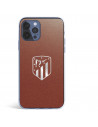 Coque pour iPhone 12 de l'Atlético de Madrid Écusson Argenté Fond - Licence Officielle de l'Atlético de Madrid