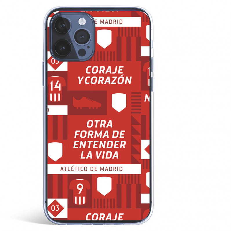 Coque pour iPhone 12 Pro Max de l'Atlético de Madrid "Coraje et Coeur"" - Licence Officielle de l'Atlético de Madrid"