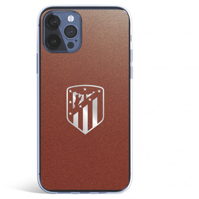 Coque pour iPhone 12 Pro Max de l'Atlético de Madrid Écusson Argenté Fond - Licence Officielle de l'Atlético de Madrid