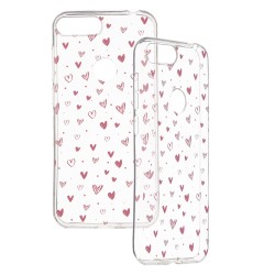 Funda Dibujo Corazones para Alcatel 1S 2019