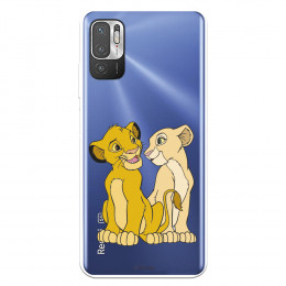 Funda para Xiaomi Redmi Note 10 5G Oficial de Disney Simba y Nala Silueta - El Rey León