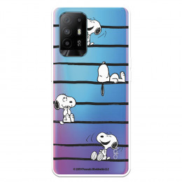 Funda para Oppo A74 5G Oficial de Peanuts Snoopy rayas - Snoopy