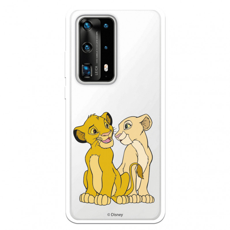 Funda para Huawei P40 Pro Plus Oficial de Disney Simba y Nala Silueta - El Rey León