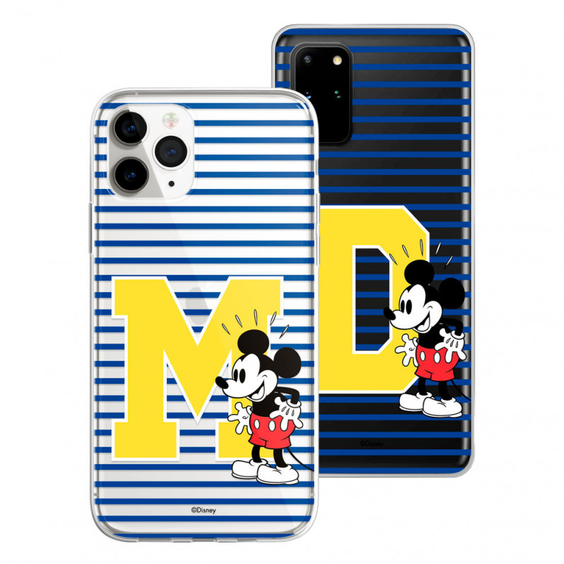 Coque téléphone portable Personnalisée Disney avec tes Initiales Design Mickey Lignes - Licence Officielle de Disney