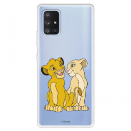 Funda para Samsung Galaxy A71 5G Oficial de Disney Simba y Nala Silueta - El Rey León