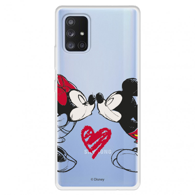 Funda para Samsung Galaxy A71 5G Oficial de Disney Mickey y Minnie Beso - Clásicos Disney