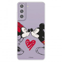 Funda para Samsung Galaxy S21 FE Oficial de Disney Mickey y Minnie Beso - Clásicos Disney